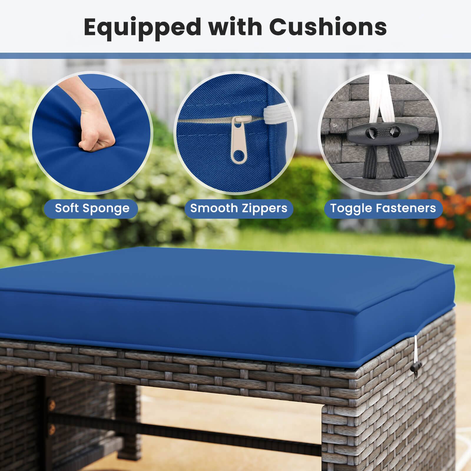 Costway Patio Ottomans Set of 2 PE Rattan Footstools with Removable ...