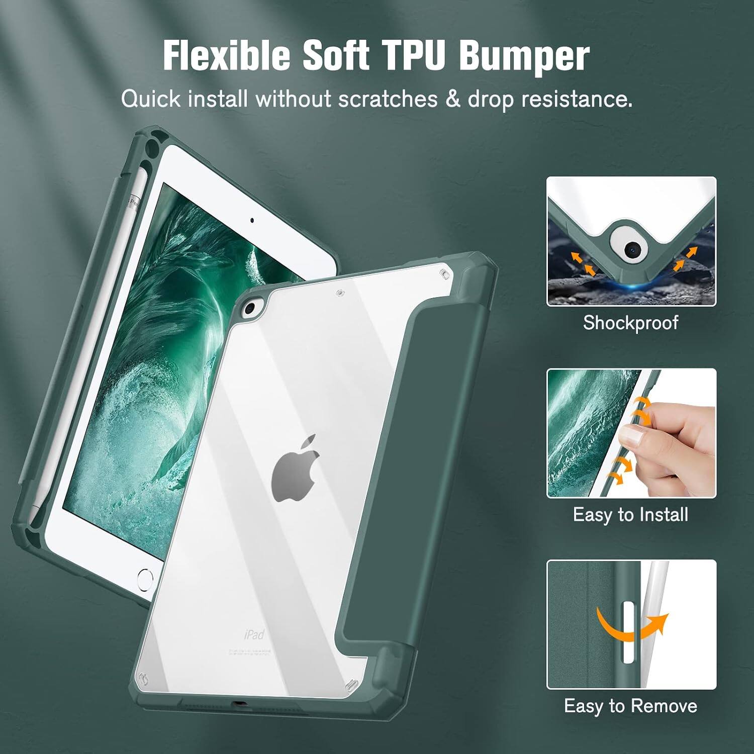 Flexible Soft TPU Bumper  
Quick install without scratches & drop resistance.  

Shockproof  
Easy to Install  
Easy to Remove