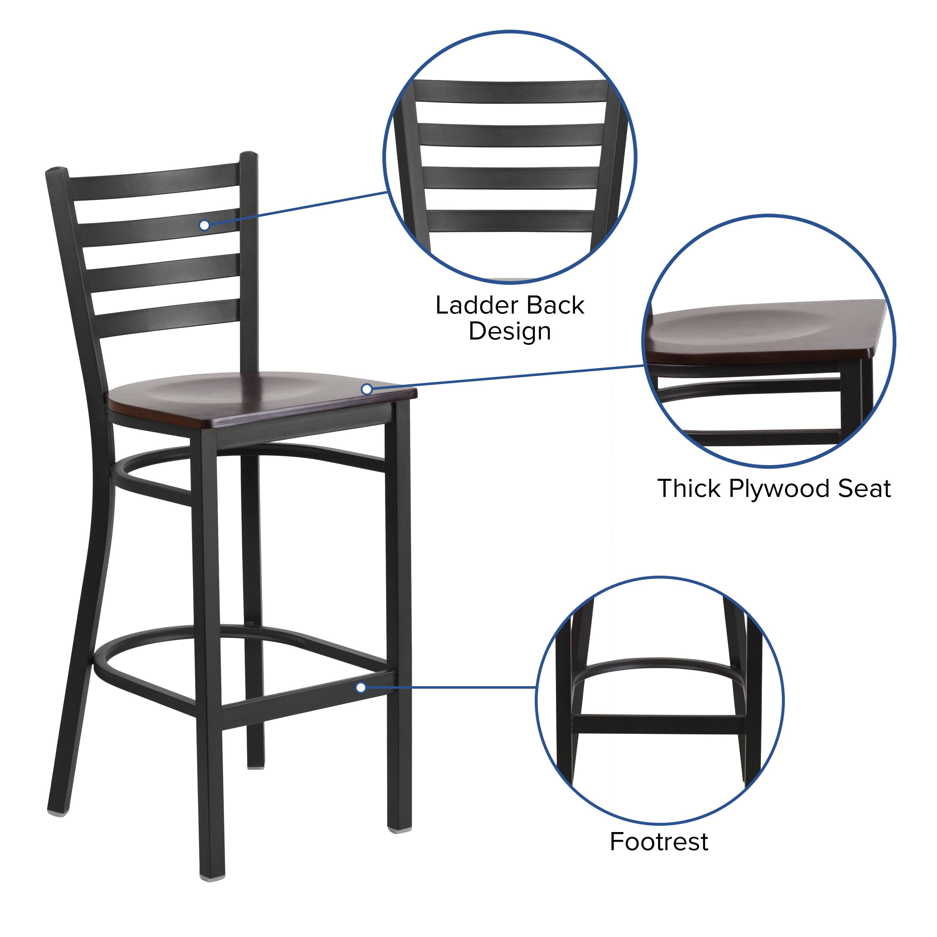 Ladder Back Design  
Thick Plywood Seat  
Footrest