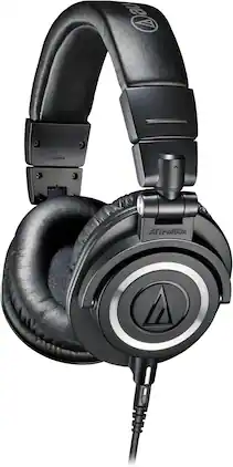 Audio-Technica - Audio Technica ATH-M50X Professional Studio Monitor Headphones Black Bundle with hog 25ft Extension Cable & Eotech Cloth