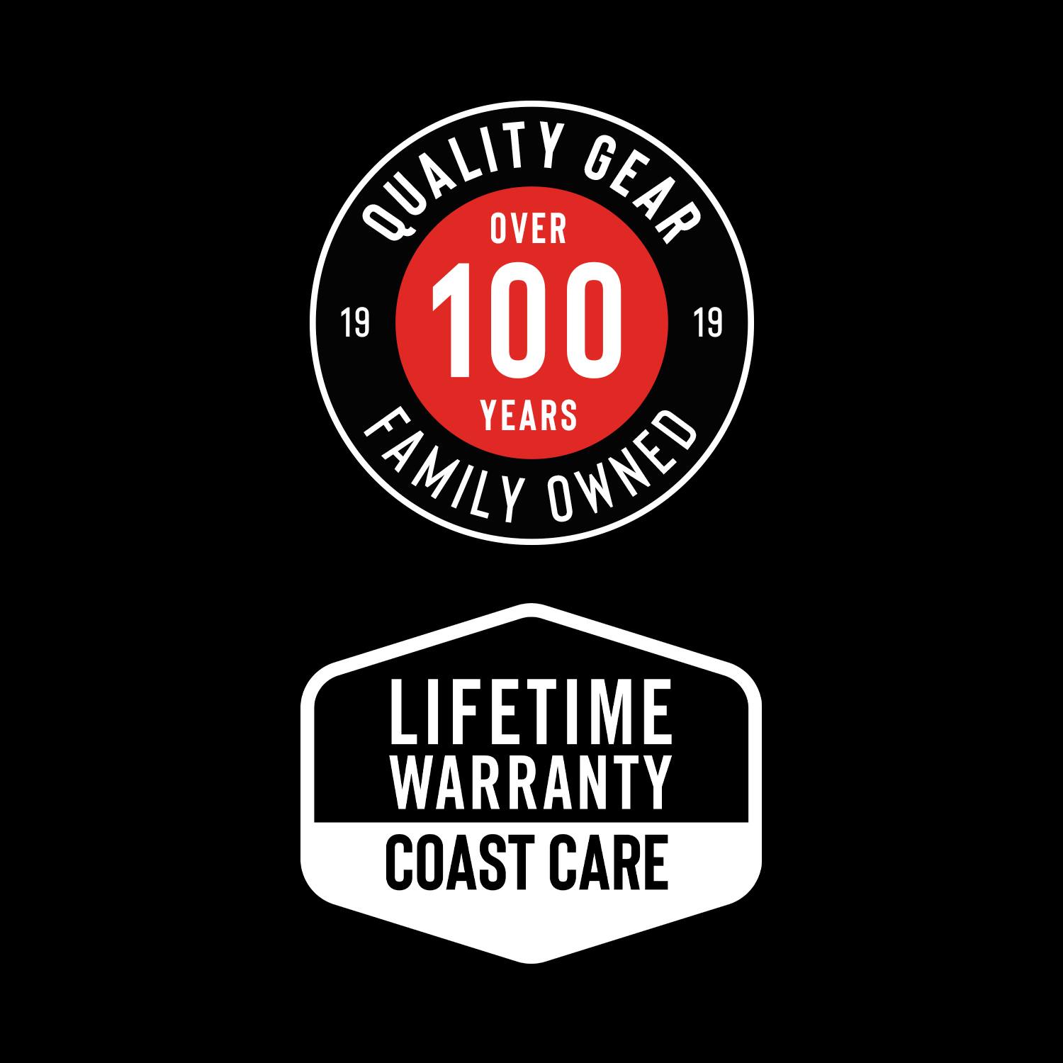QUALITY OVER GEAR  
100 YEARS  
19 19  
FAMILY OWNED  
LIFETIME WARRANTY  
COAST CARE