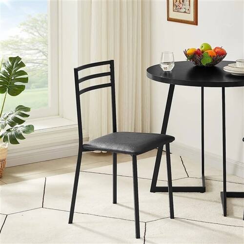 Back. SlickBlue - Modern 3-Piece Kitchen Dining Set with Round Wood Table and 2 Chairs - Black.