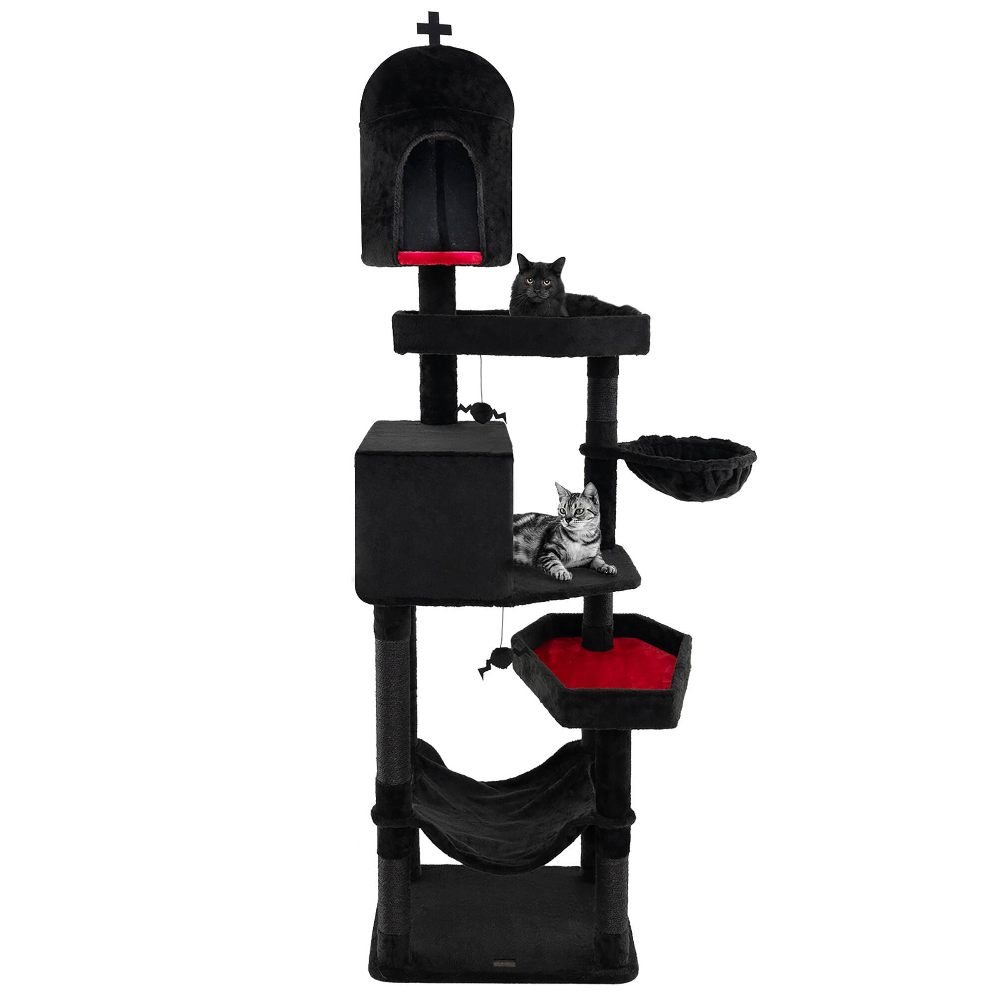 Alt View 9. Gymax - Gymax Gothic Cat Tree for Indoor Cats Extra Large Cat Tower w/2 Cat Condos Coffin Bed.