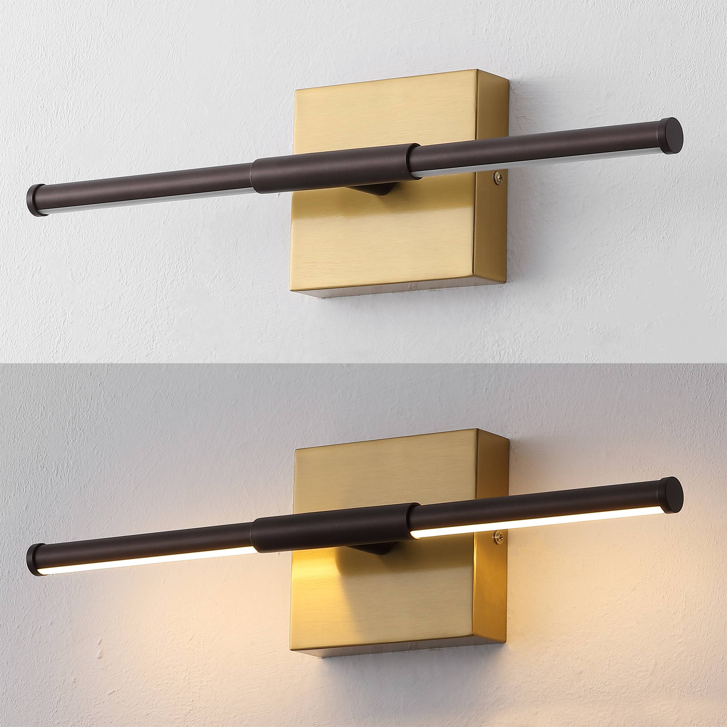 Alt View 5. Jonathan Y - McKenna 16.25" Modern Minimalist Dimmable Integrated LED Metal Wall Sconce, Oil Rubbed Bronze/Brass Gold - Oil Rubbed Bronze/Brass Gold.