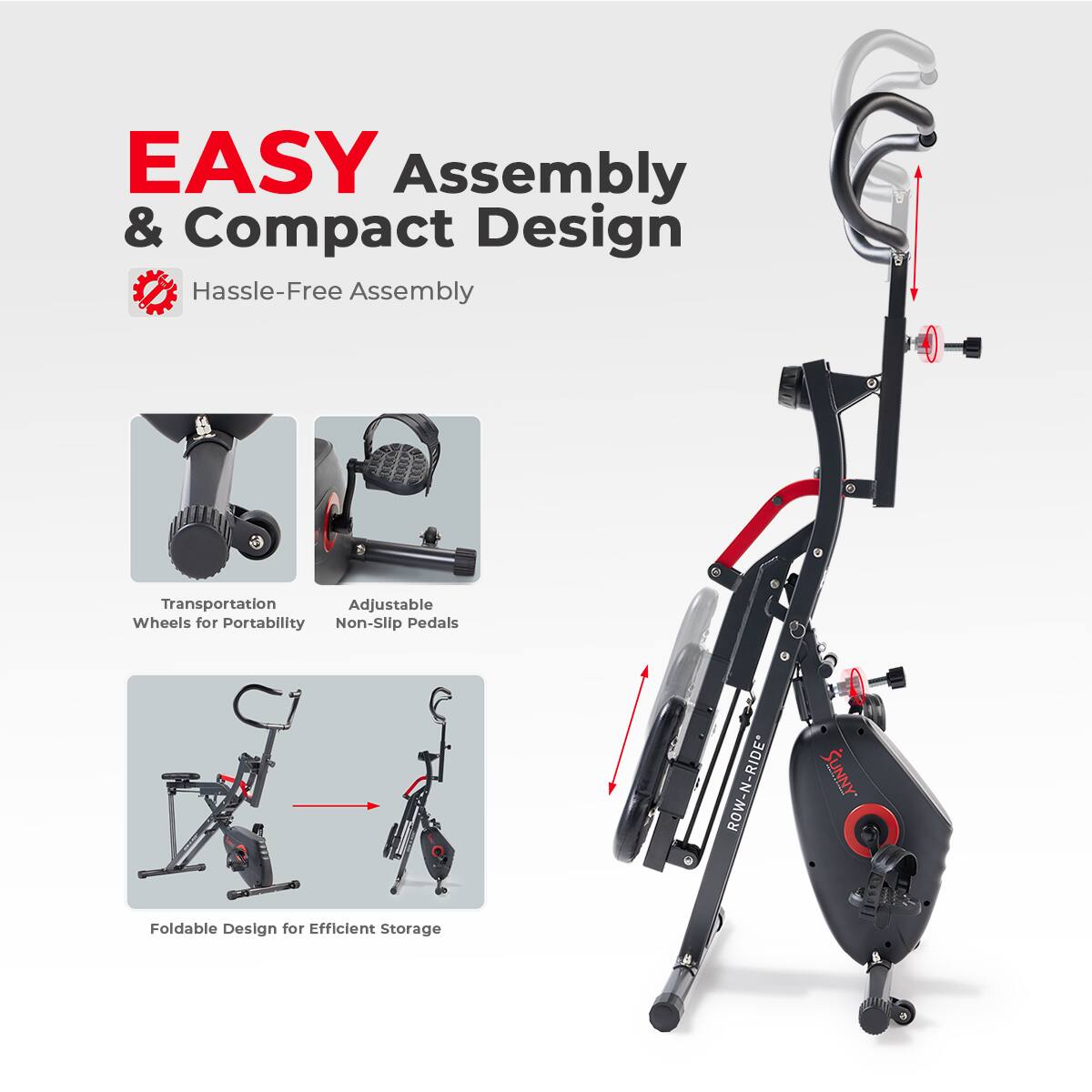 Sunny Health & Fitness Smart 2 in 1 Upright Row N Ride® Squat