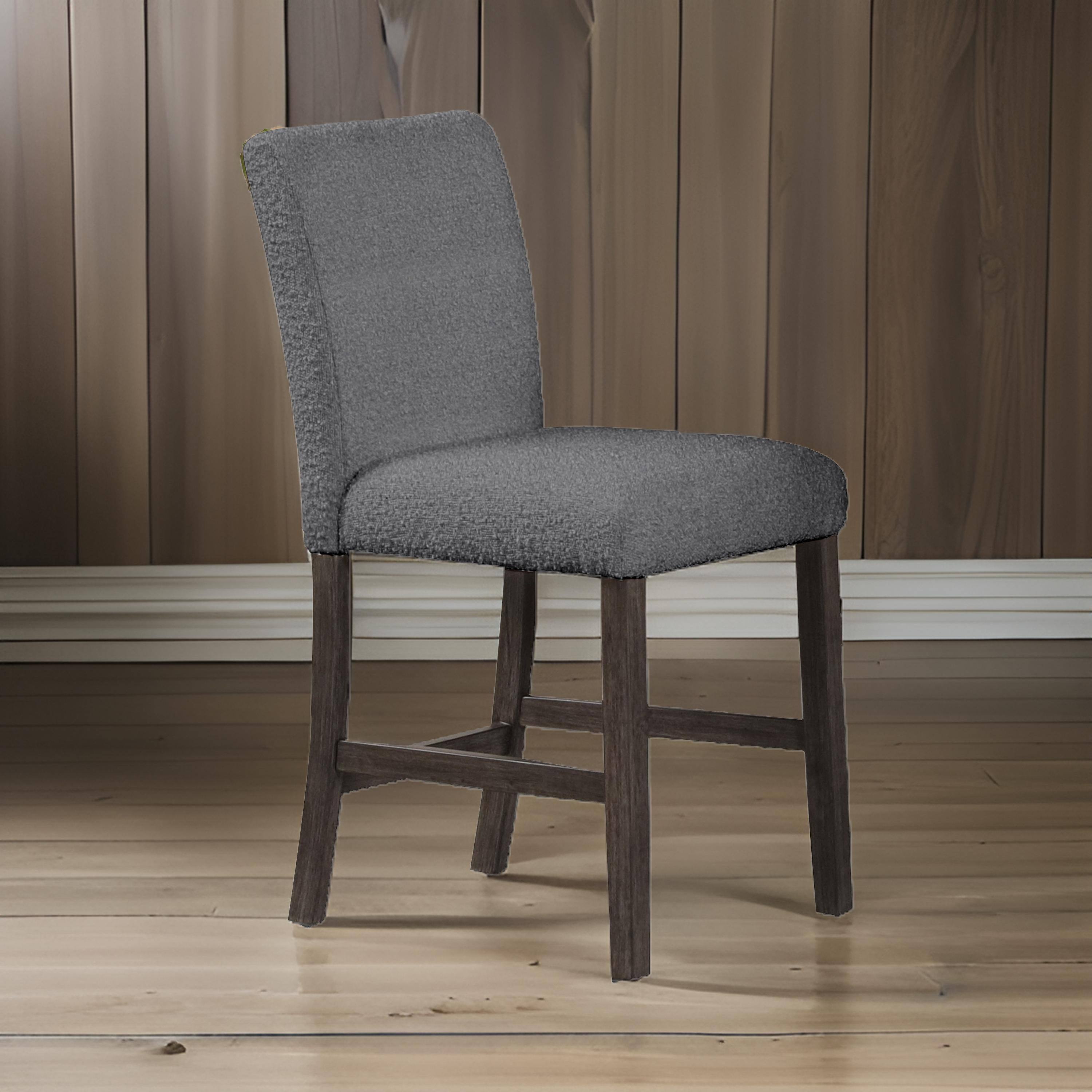 Alt View 2. Manhattan Lane - Ghy 25 Inch Dining Side Chair Set of 2, Gray Textured Upholstery, Brown - Gray, Brown.