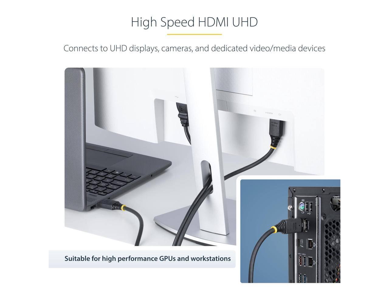 High Speed HDMI UHD  
Connects to UHD displays, cameras, and dedicated video/media devices  
Suitable for high performance GPUs and workstations