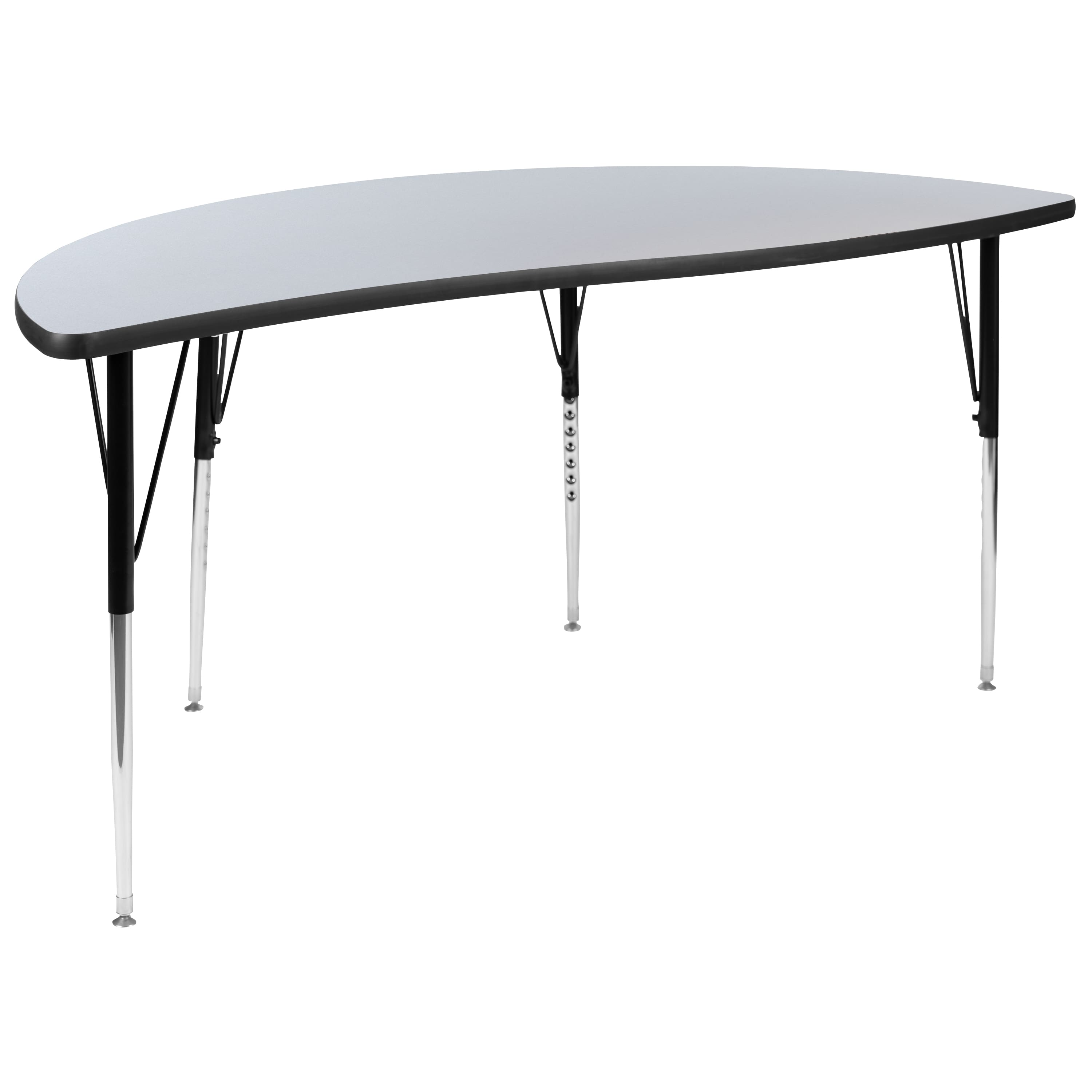 "Flash Furniture - Wren 60"" Half Circle Wave Flexible Collaborative Grey Thermal Laminate Activity Table - Standard Height Adjustable Legs - Gray" price history on PriceWatchPro