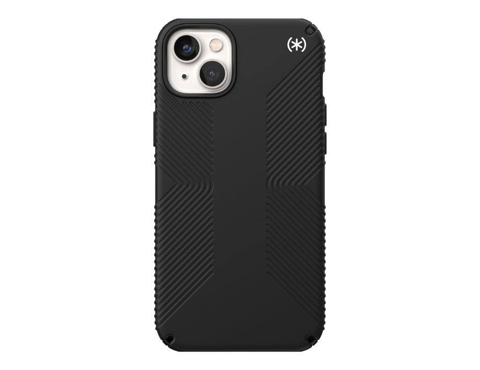 Front. Speck - Speck Presidio 2 Grip Microban Buit For MagSafe Black Case for iphone 6.7 (2022) - Black / Black / White.