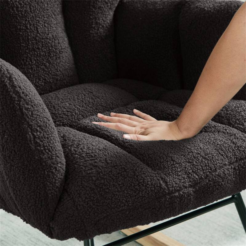 Alt View 2. HTUTWOO - Glider Chair for Living Room - Tufted Upholstered Teddy Fabric Rocking Chair, Metal Frame Accent Chair - Dark Gray.