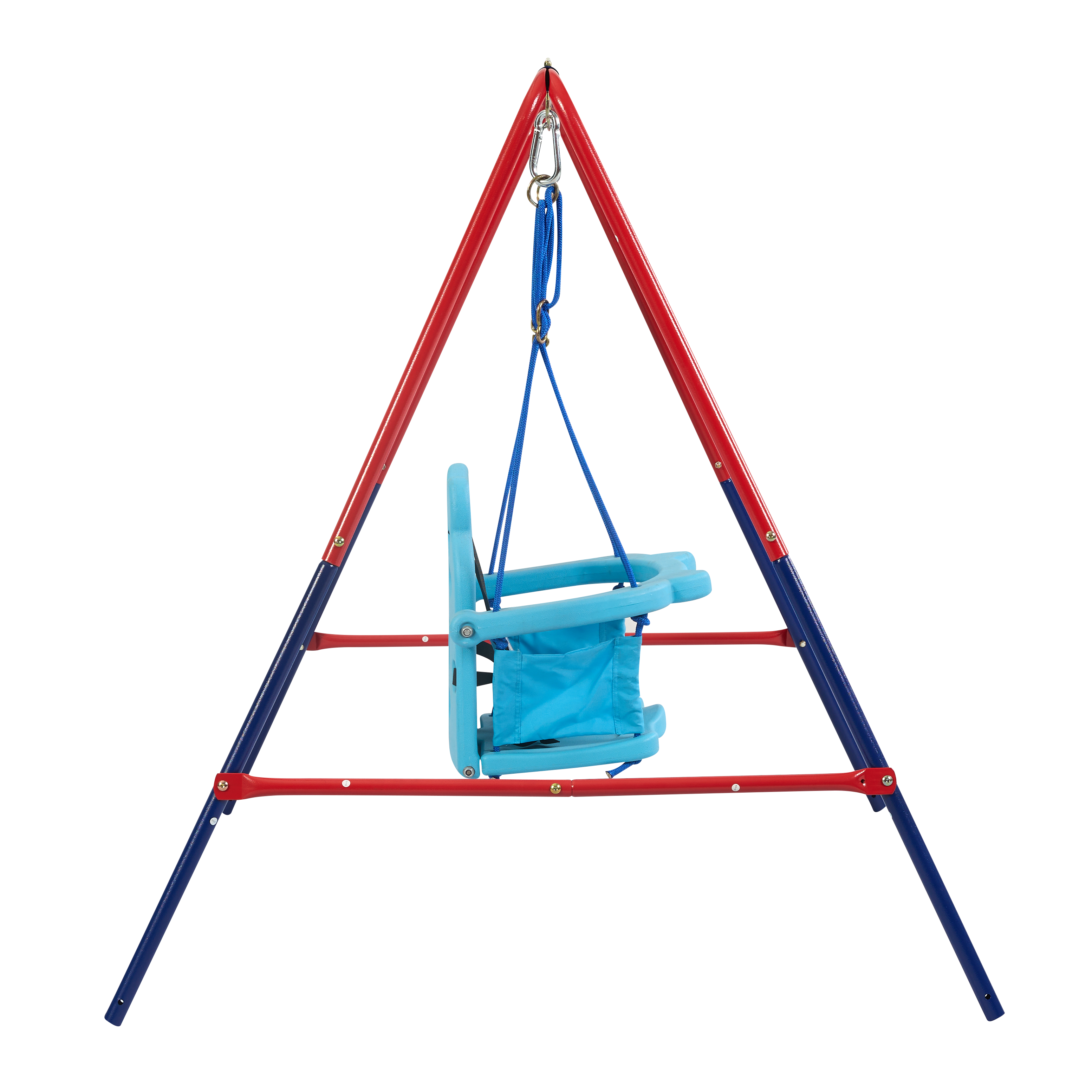 Alt View 9. Siljoy - Blue & Green 2‑in‑1 Baby Swing Set, 110 lb Capacity, Grow‑With‑Me Design, for Age 3+ Outdoor Play - Blue+Red.
