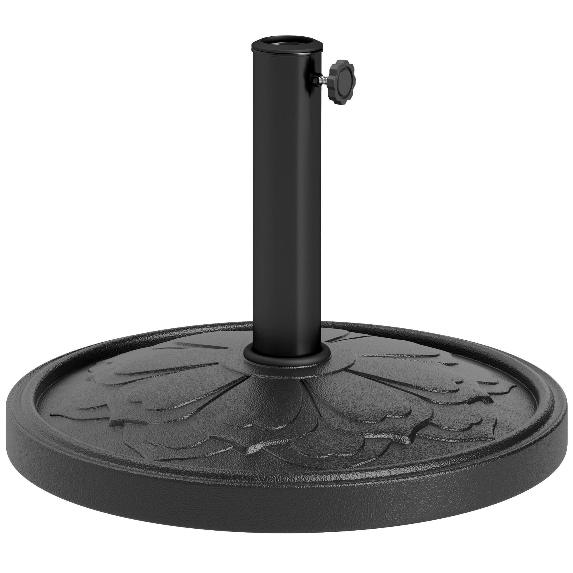 Outsunny - Round Patio Umbrella Base, 26 lbs Resin Outdoor Umbrella Stand Base, Patio Umbrella Stand for 1.3"/1.5"/1.9" Umbrella - Black