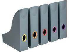 Front. Durable - VARICOLOR Plastic Magazine Racks/5/Pack - Gray/Multicolor.