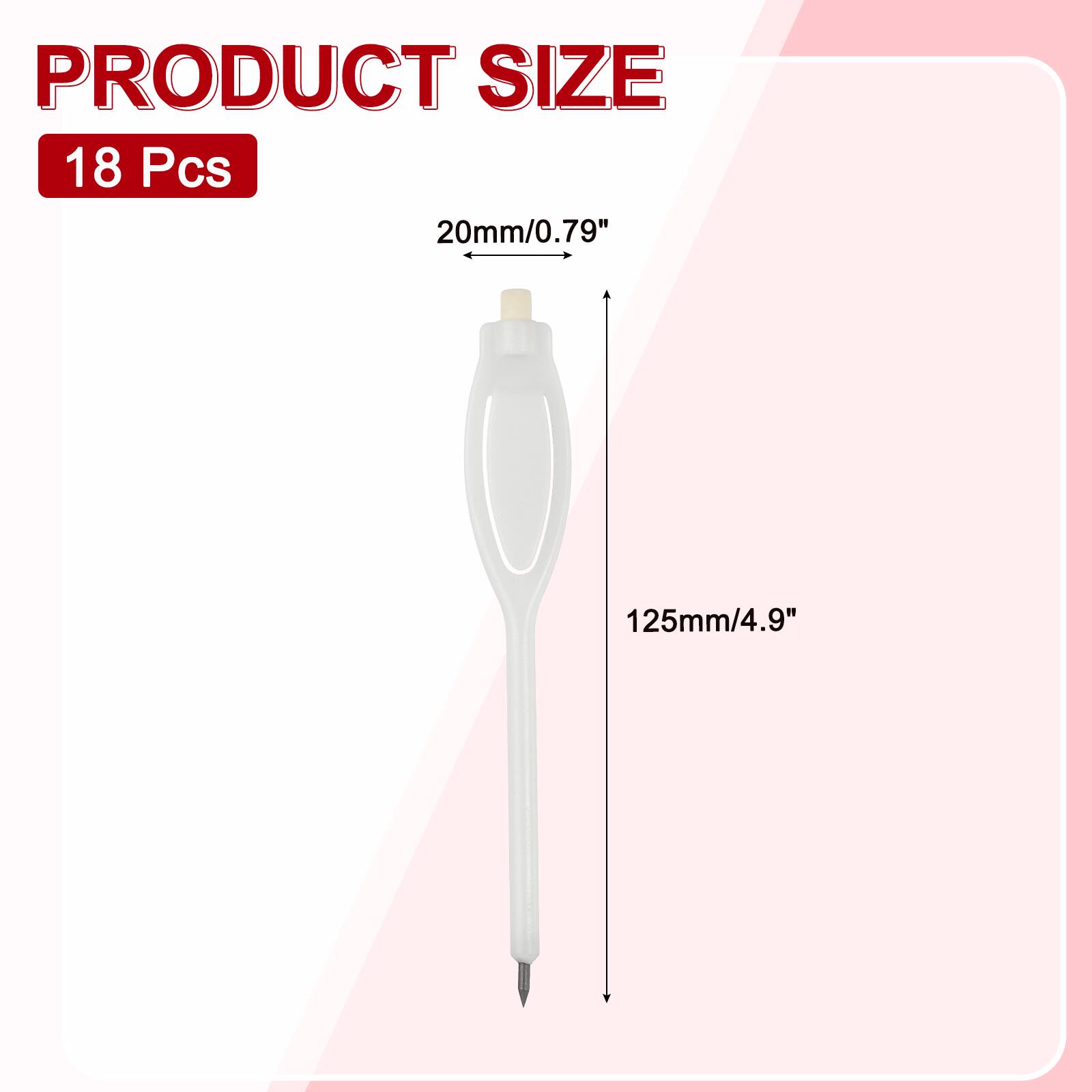 PRODUCT SIZE  
18 Pcs  
20mm/0.79"  
125mm/4.9"