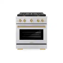 ZLINE - Autograph 30" Paramount Dual Fuel Range w/ 4 Burners & Champagne Bronze Accents (SDRZ-30-CB) - Stainless Steel