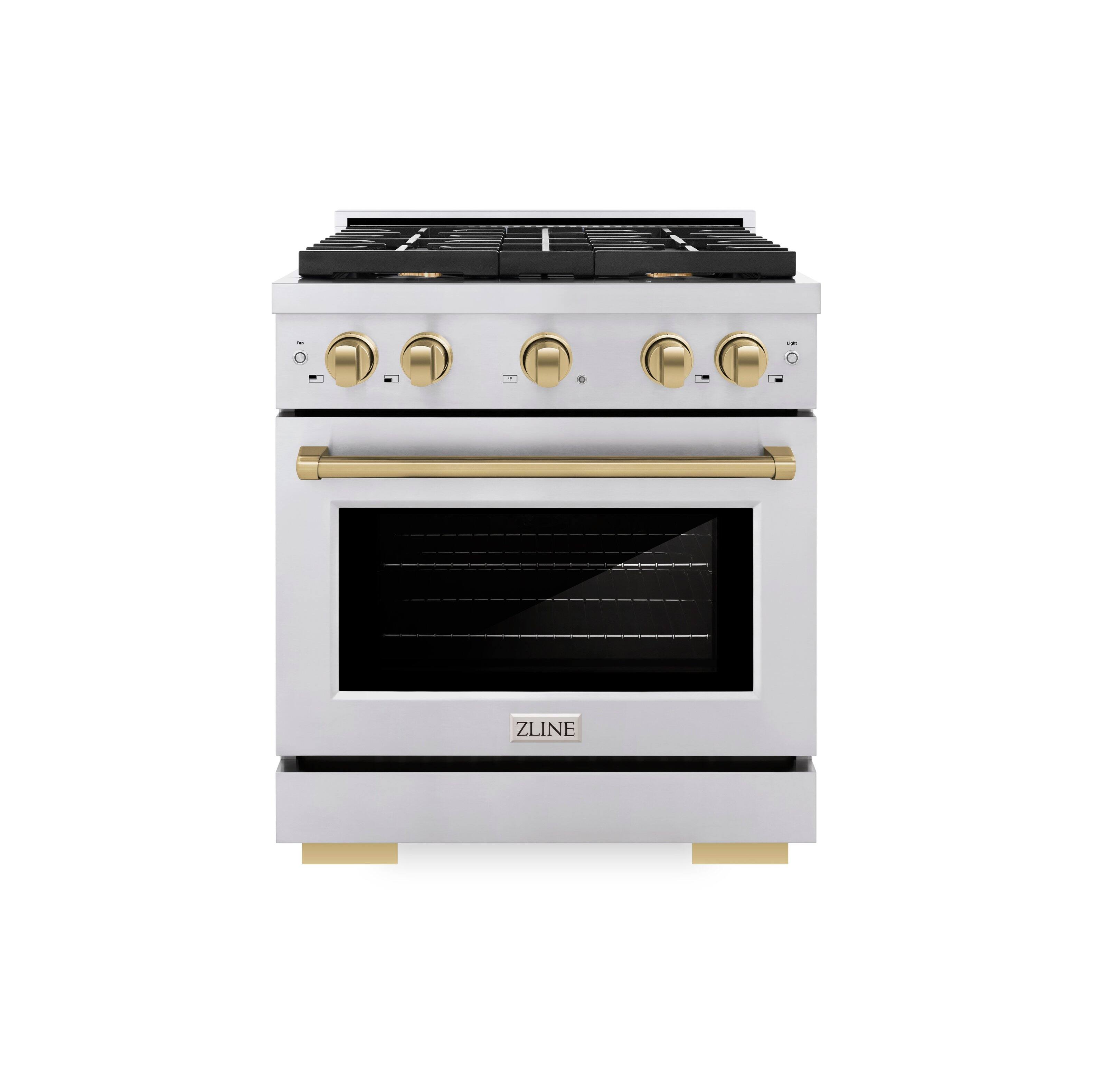 ZLINE - Autograph 30" Paramount Dual Fuel Range w/ 4 Burners & Champagne Bronze Accents (SDRZ-30-CB) - Stainless Steel