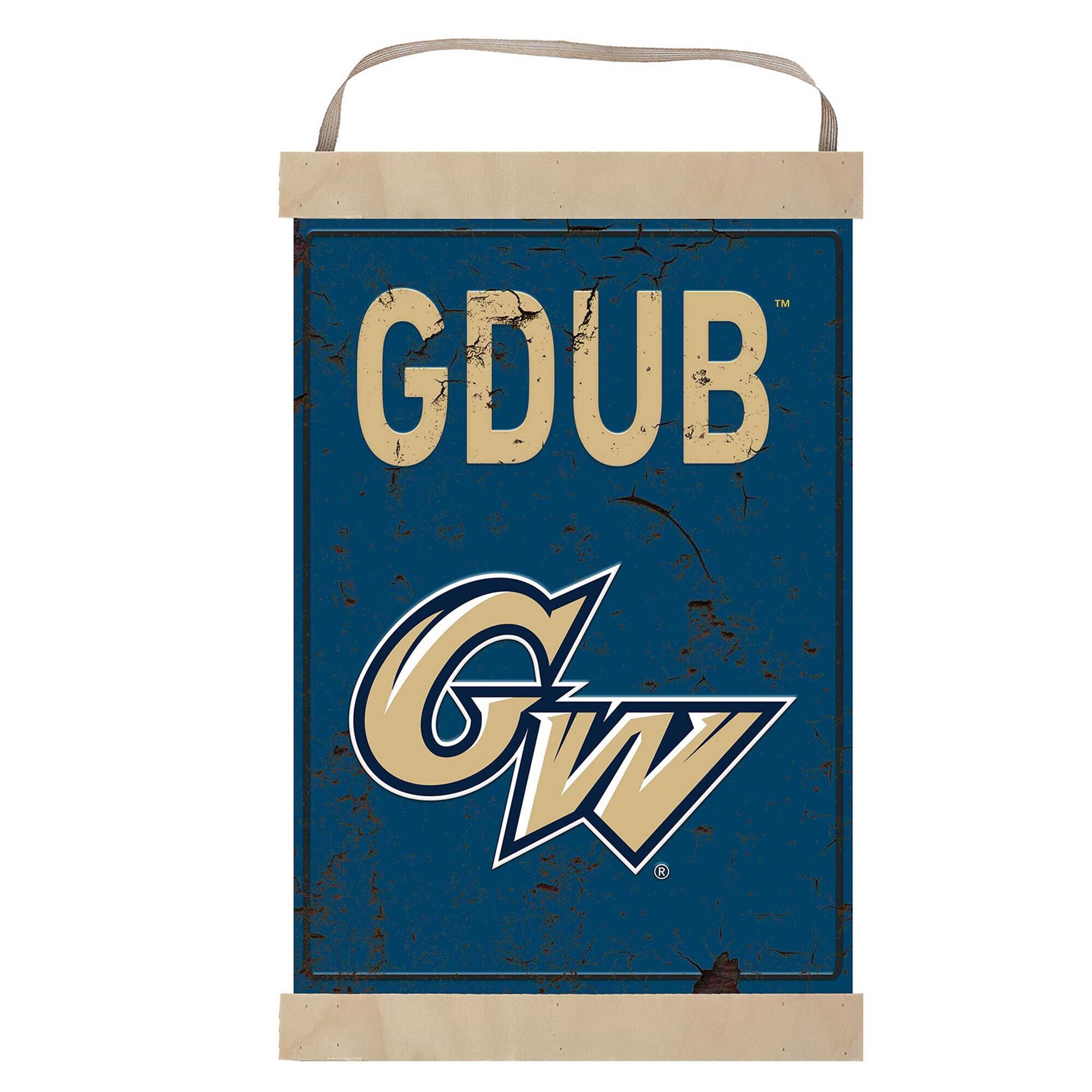 Alt View 1. Jardine - George Washington University Reversible Retro Logo Banner Sign - Navy.
