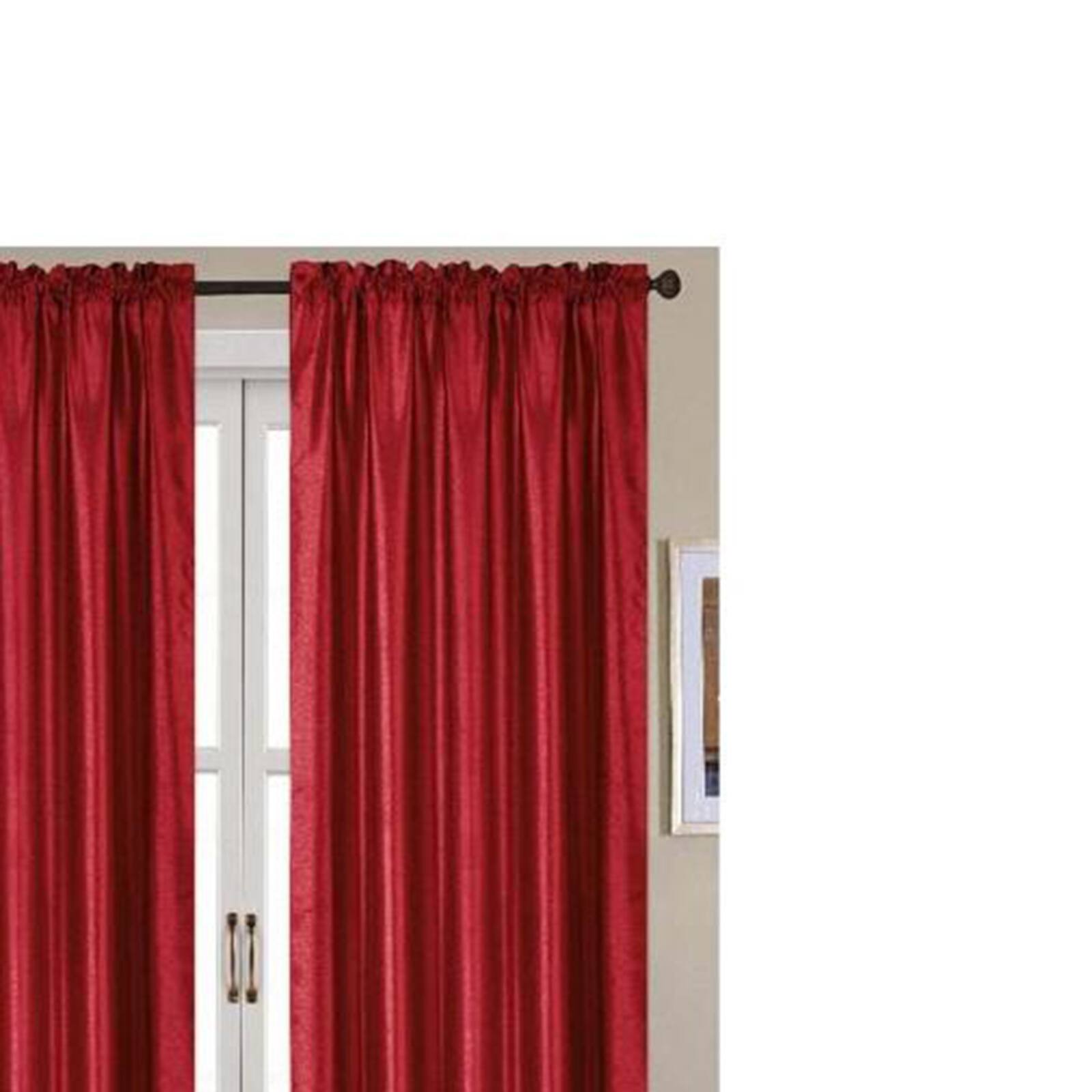 Angle. RT Designers Collection - RT Designers Collection Nikki Faux Silk Rod Pocket Curtain Panel - 54 x 95 Red - Red.
