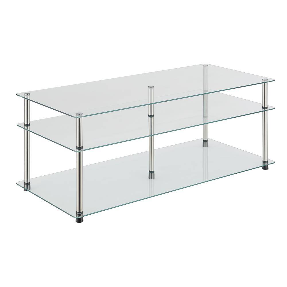 Front. Convenience Concepts - Designs2Go Classic Glass 3 Tier Coffee Table - Clear.