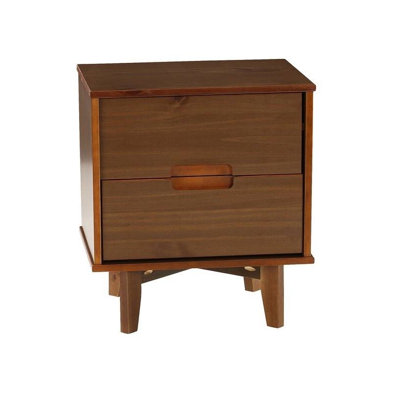 Left. Hivvago - FarmHouse 2 Drawer Solid Wood Nightstand Walnut - Walnut.