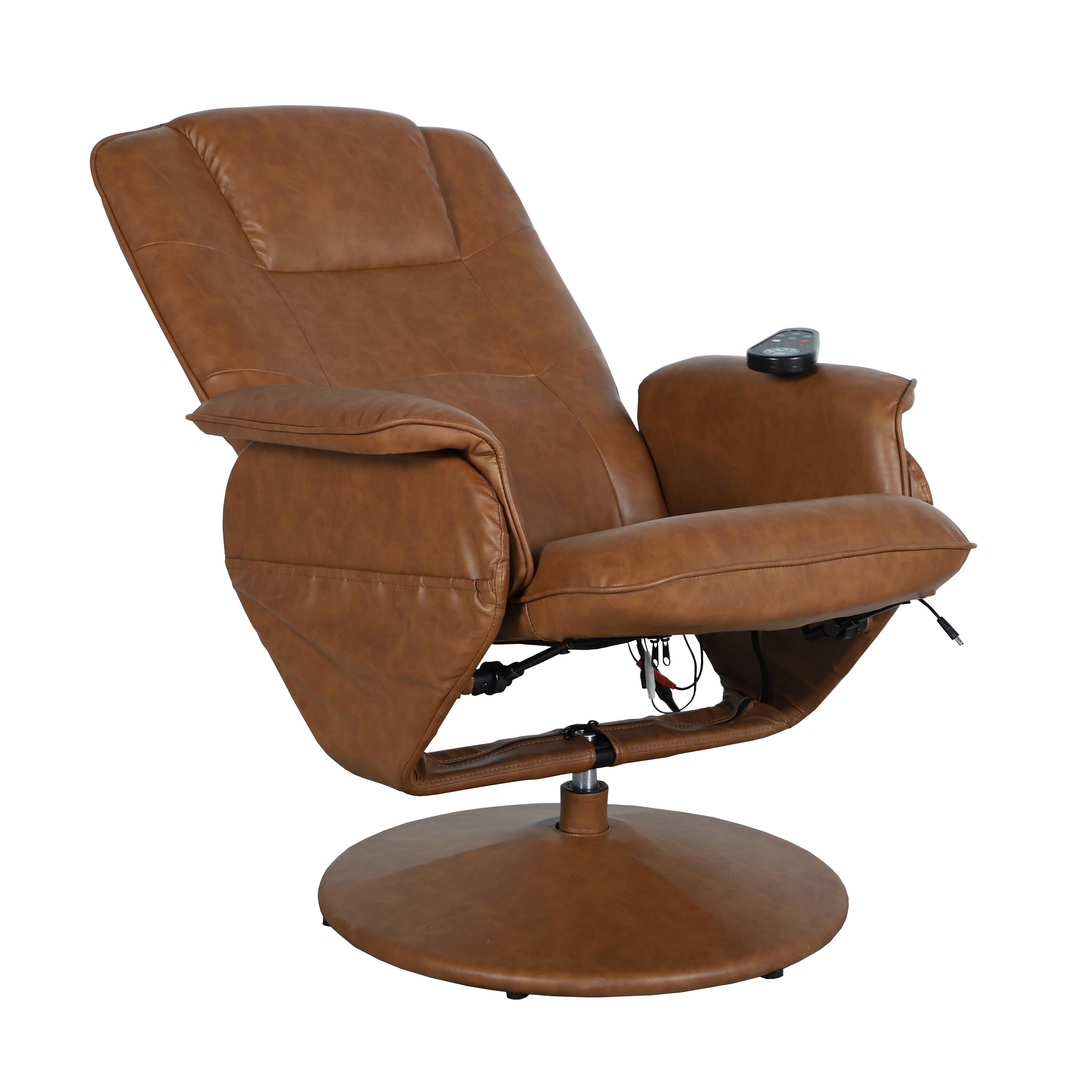 Alt View 10. Emma + Oliver - Massaging Multi-Position Recliner with Deep Side Pockets and Ottoman with Wrapped Base - Brown.
