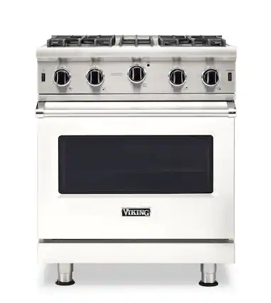 Front. Viking - 5-Series Gas Open Burner Range - Pure White.