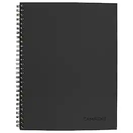 Cambridge - Professional 1-Subject Professional Notebook, 7.25" x 9.5", Wide Ruled, 80 Sheets - Gray/Silver