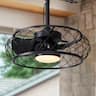 Siljoy - 20 Inch Caged Waterproof Ceiling Fan with Light 6 Speed & Reversible Function for Bedroom Kitchen Patio - Matte Black