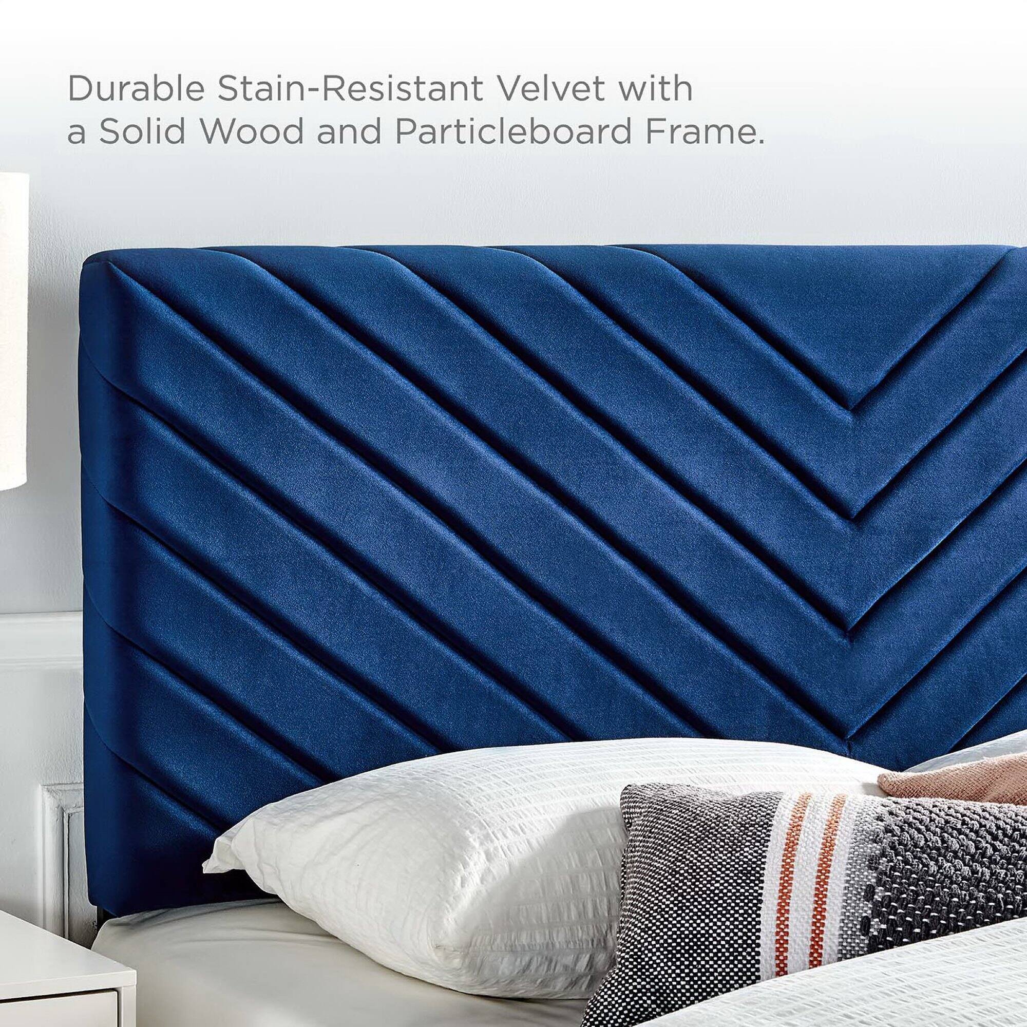Durable Stain-Resistant Velvet with a Solid Wood and Particleboard Frame.