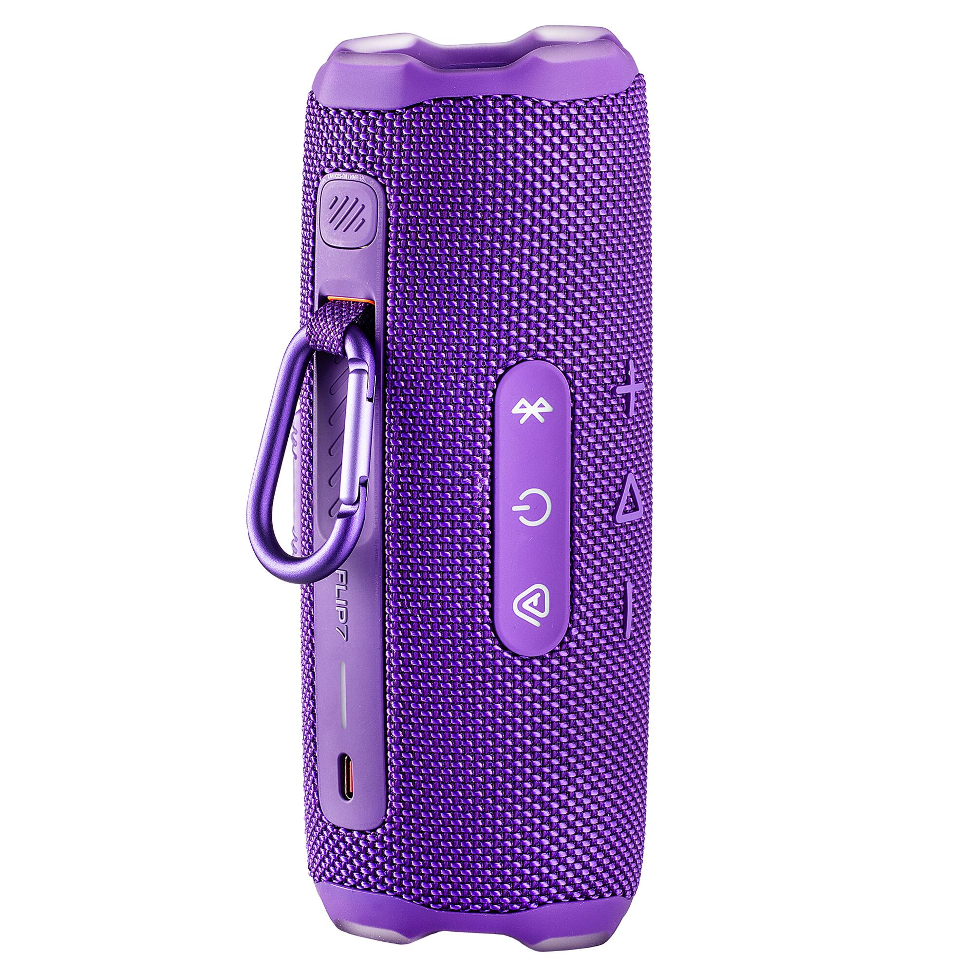 Back. JBL - JBL Flip 7 Portable Bluetooth Speaker (Purple), deep bass, IP68 waterproof, for home, Outdoors Bundle - Purple.