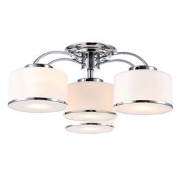 CWI Lighting - Frosted 4 Light Drum Shade Flush Mount With Finish - Chrome