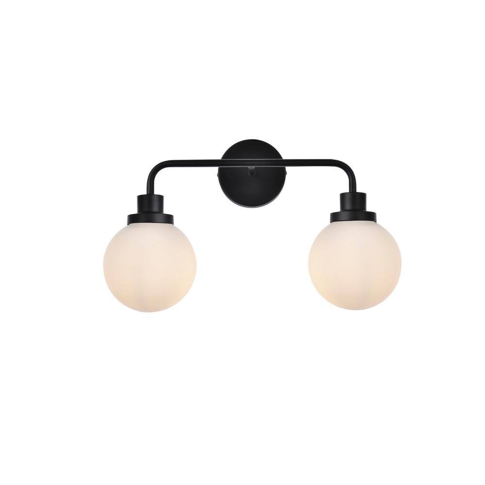 Alt View 3. Living District - Hanson 2 lights bath sconce in black with frosted shade - Black And Frosted Shade.