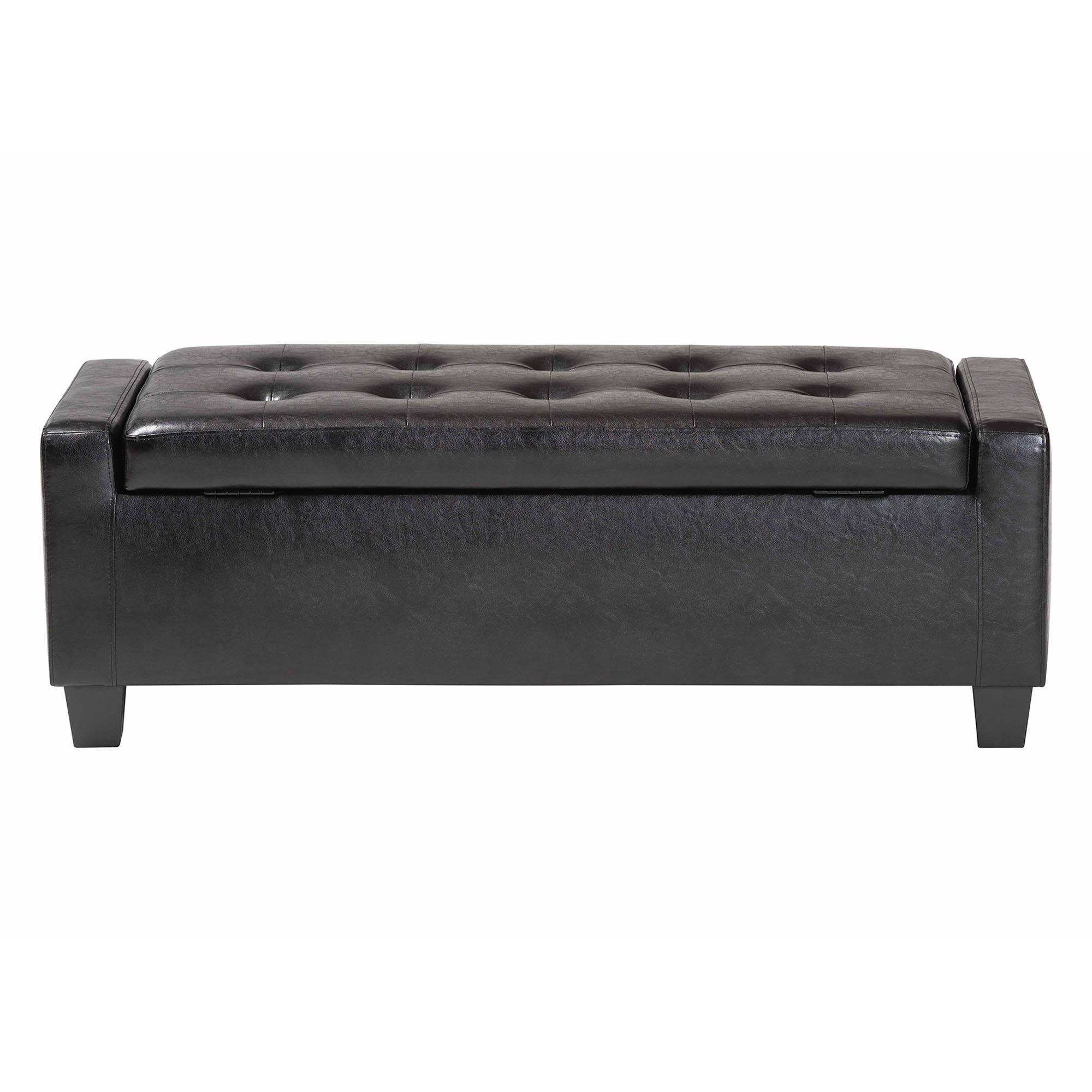 Alt View 1. Baxton Studio - Manchester Ottoman - Black.