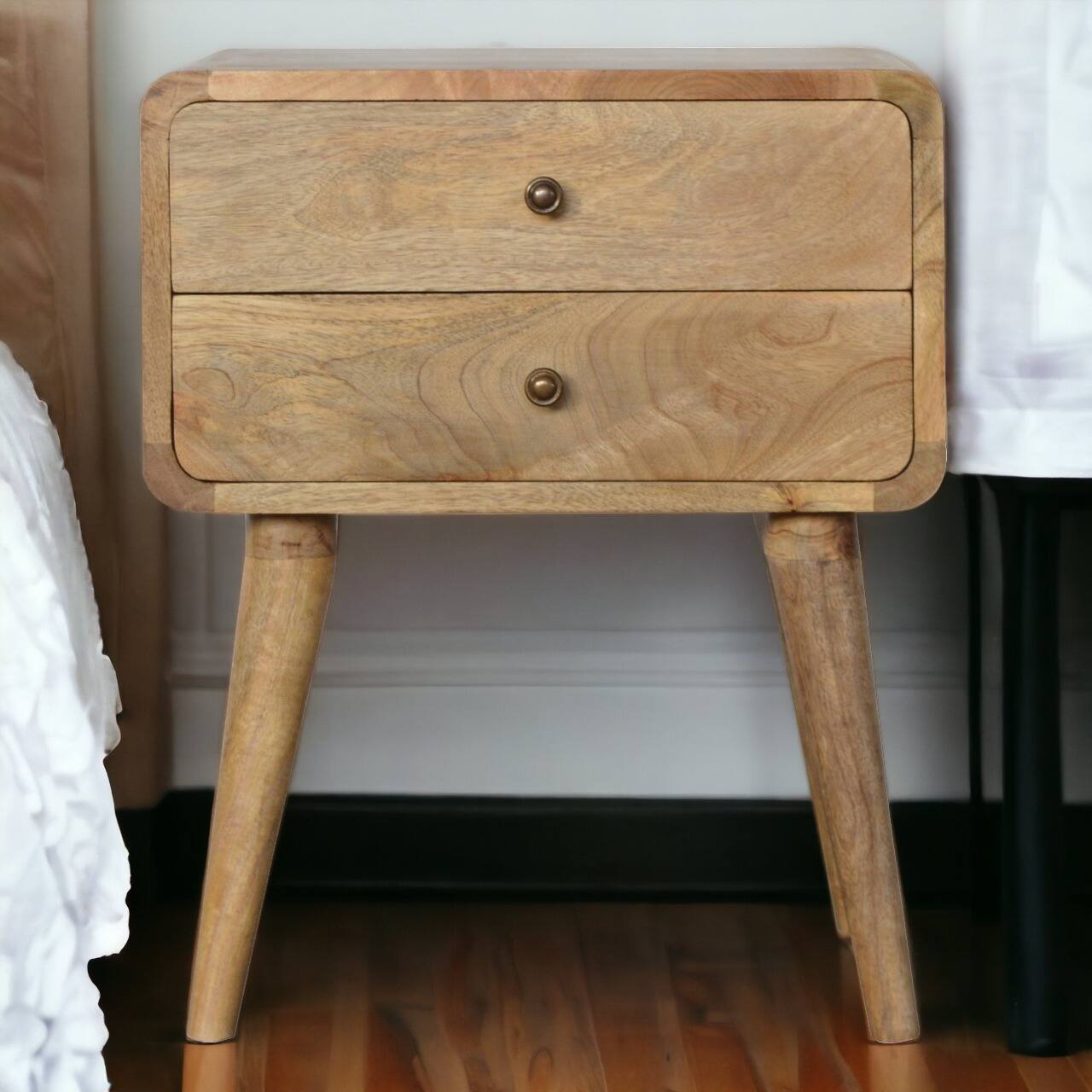 Alt View 8. Artisan Furniture - Artisan Furniture Solid Wood Curved Oak-ish nightstand - Oak.