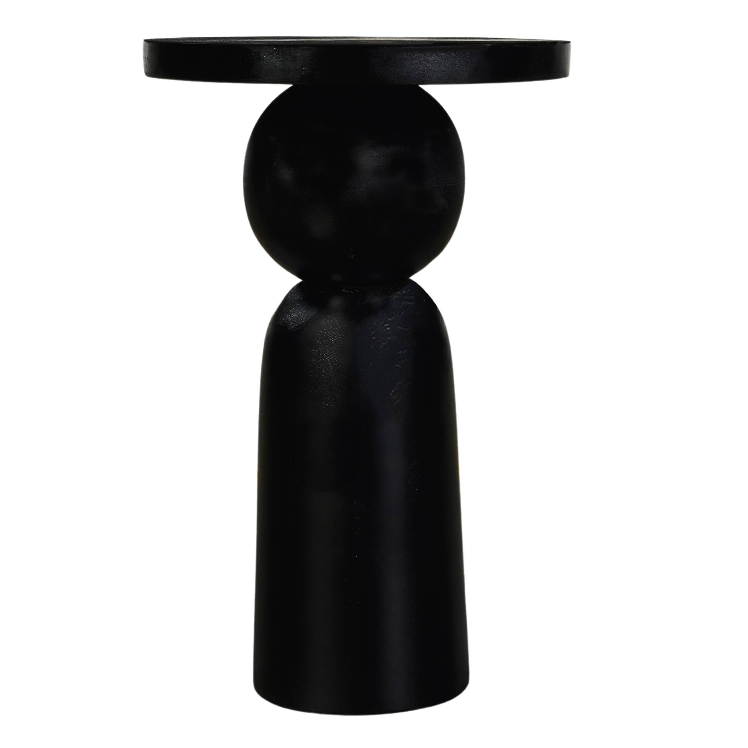 Alt View 1. Manhattan Lane - Tia 12 Inch Round Side End Table with Turned Pedestal Base - Black.