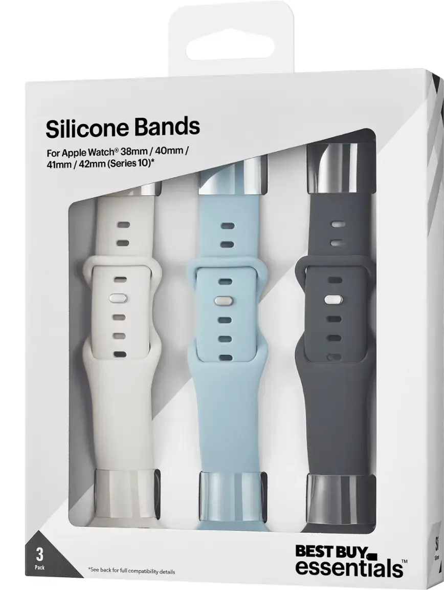 Silicone Bands For Apple Watch 38mm/40mm/41mm (Series 10) 3 Pack - Best Buy Essentials