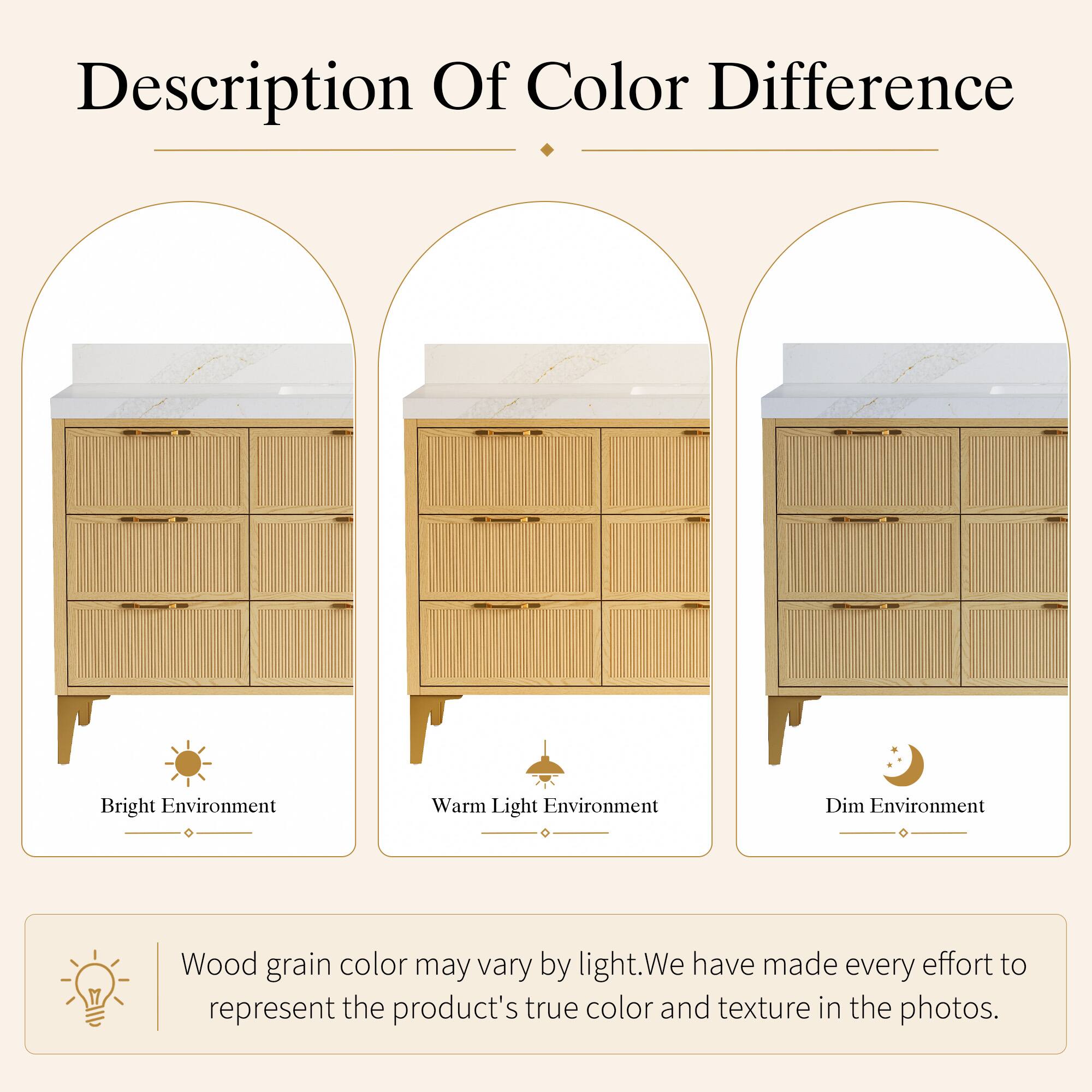 Description Of Color Difference

Bright Environment Warm Light Environment Dim Environment

Wood grain color may vary by light. We have made every effort to represent the product's true color and texture in the photos.