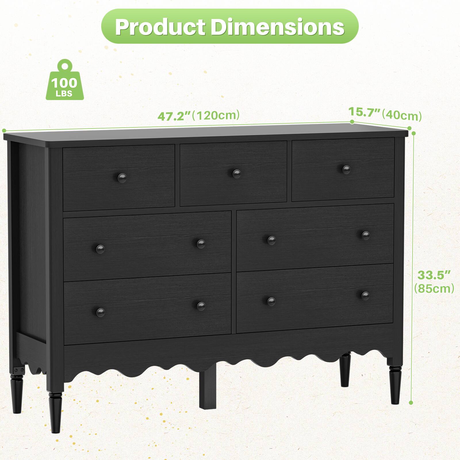 Product Dimensions: 100 LBS, 47.2" (120cm), 15.7" (40cm), 33.5" (85cm)