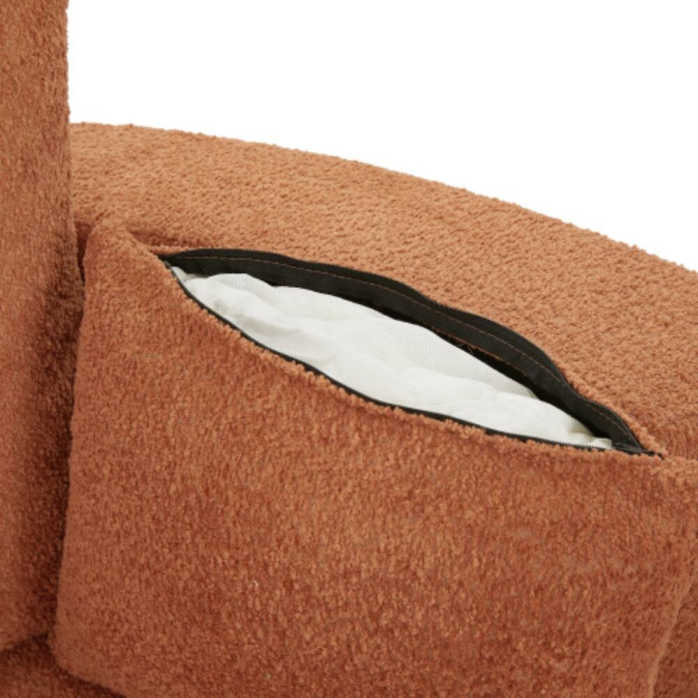 Alt View 6. LUCKY ONE - 360° Swivel Round Barrel Accent Chair w/ 3 Removable Pillows Deep Seat Chenille - Red.