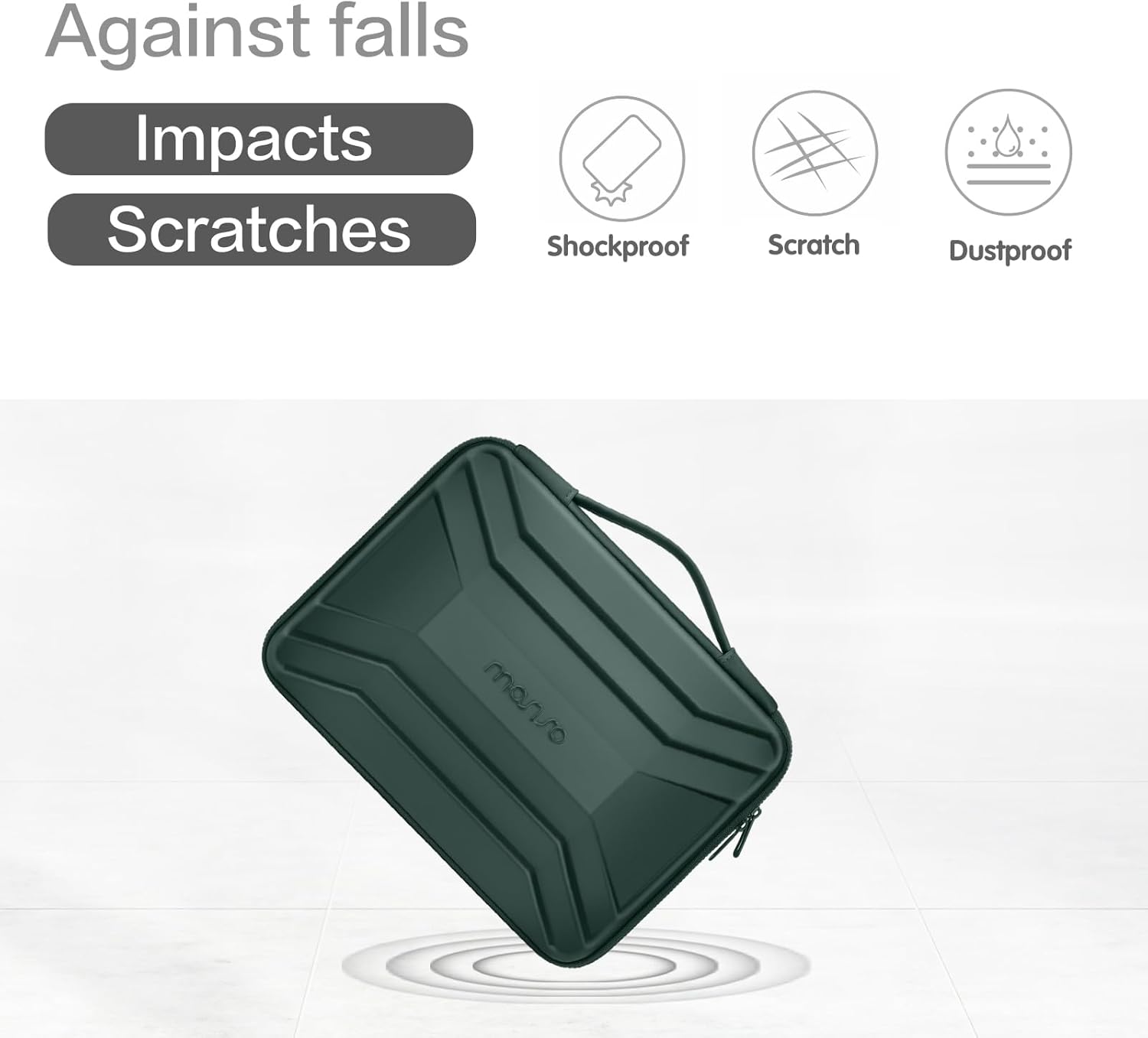 Against falls  
Impacts  
Scratches  

Shockproof  
Scratch  
Dustproof