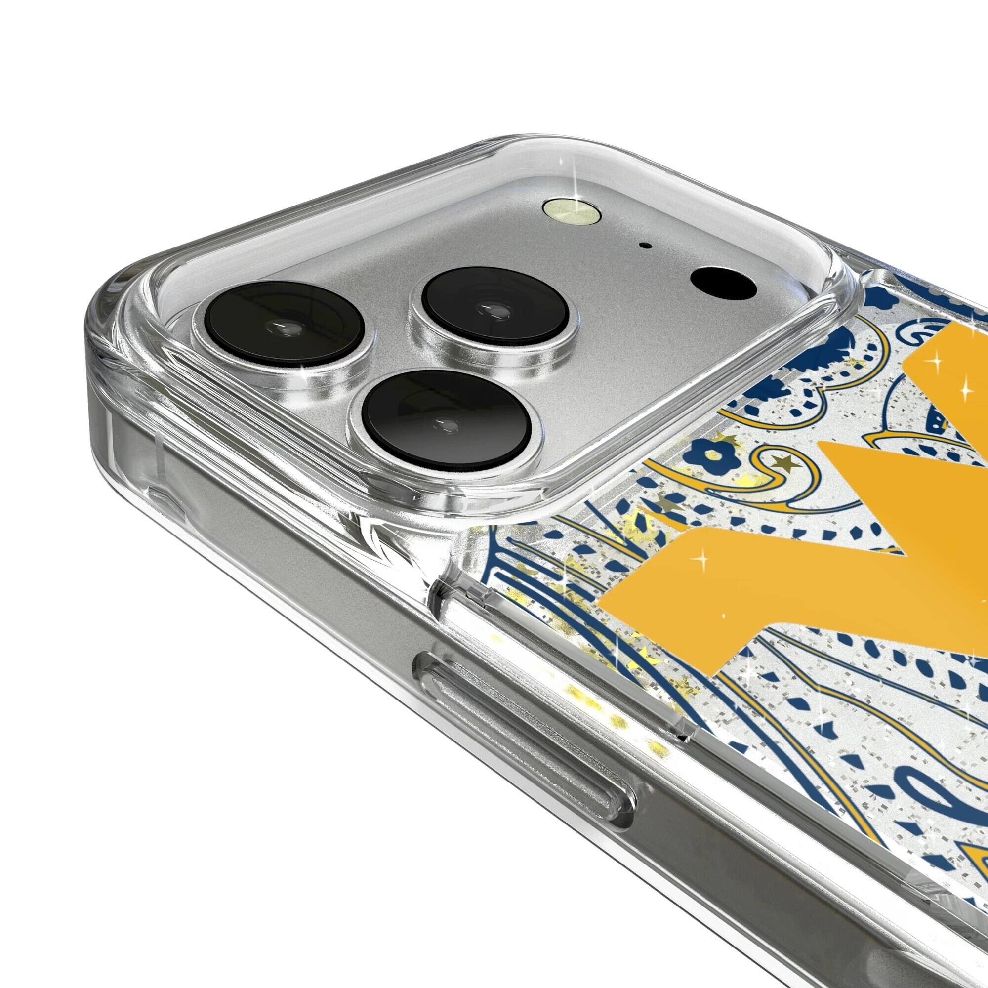 Alt View 2. Keyscaper - West Virginia Mountaineers iPhone Glitter Paisley Design Case - 17 Pro - Multicolor.