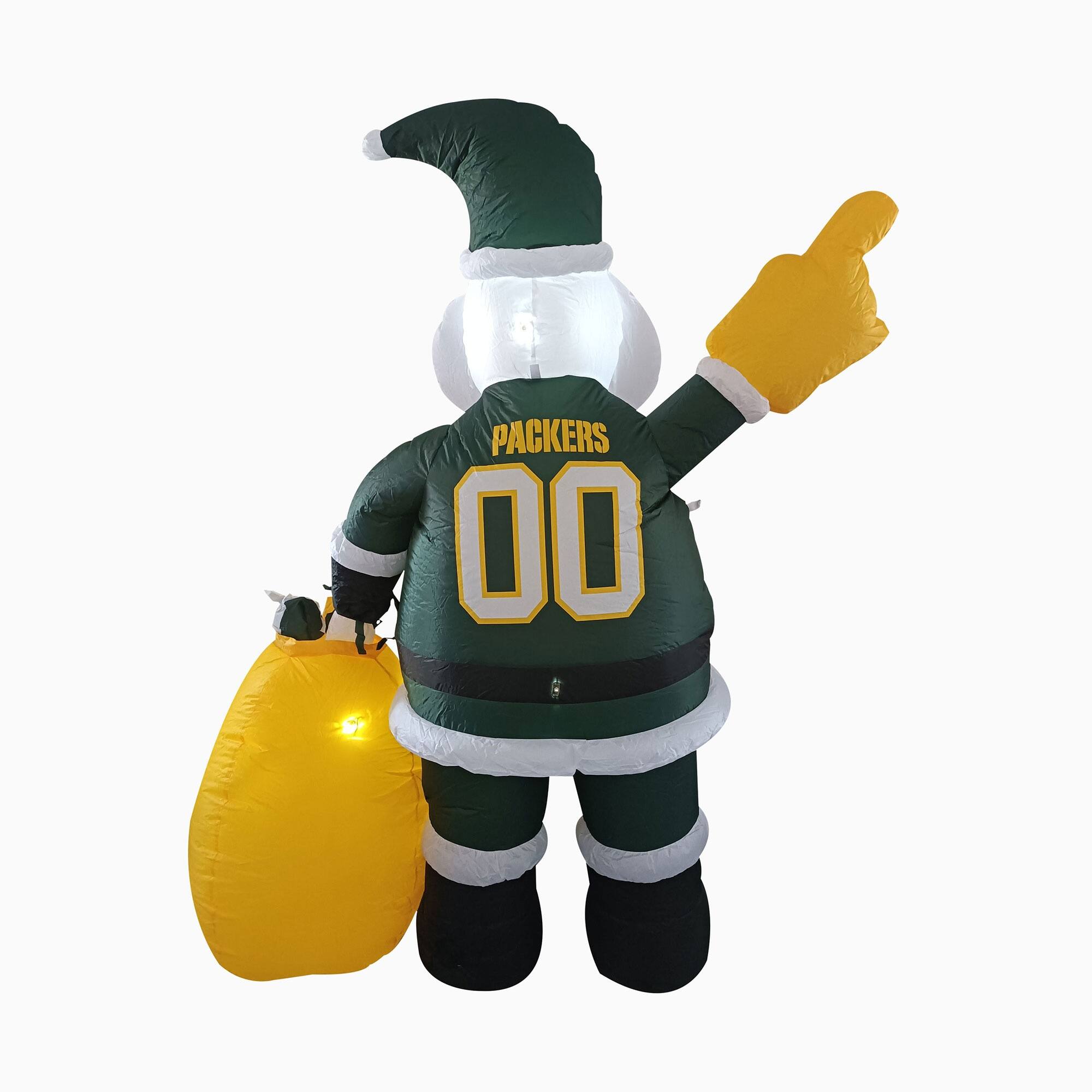 Alt View 2. Logo Brands - Green Bay Packers 7' Inflatable Santa - Multicolor.