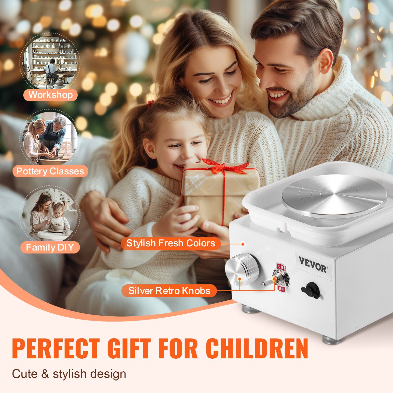 Workshop  
Pottery Classes  
Family DIY  
Stylish Fresh Colors  
Silver Retro Knobs  

PERFECT GIFT FOR CHILDREN  
Cute & stylish design