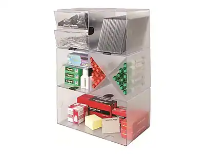 Stackable Cube Shelf Deflecto Cube 1 Compartment Stackable Plastic Compartment Storage Clear ...