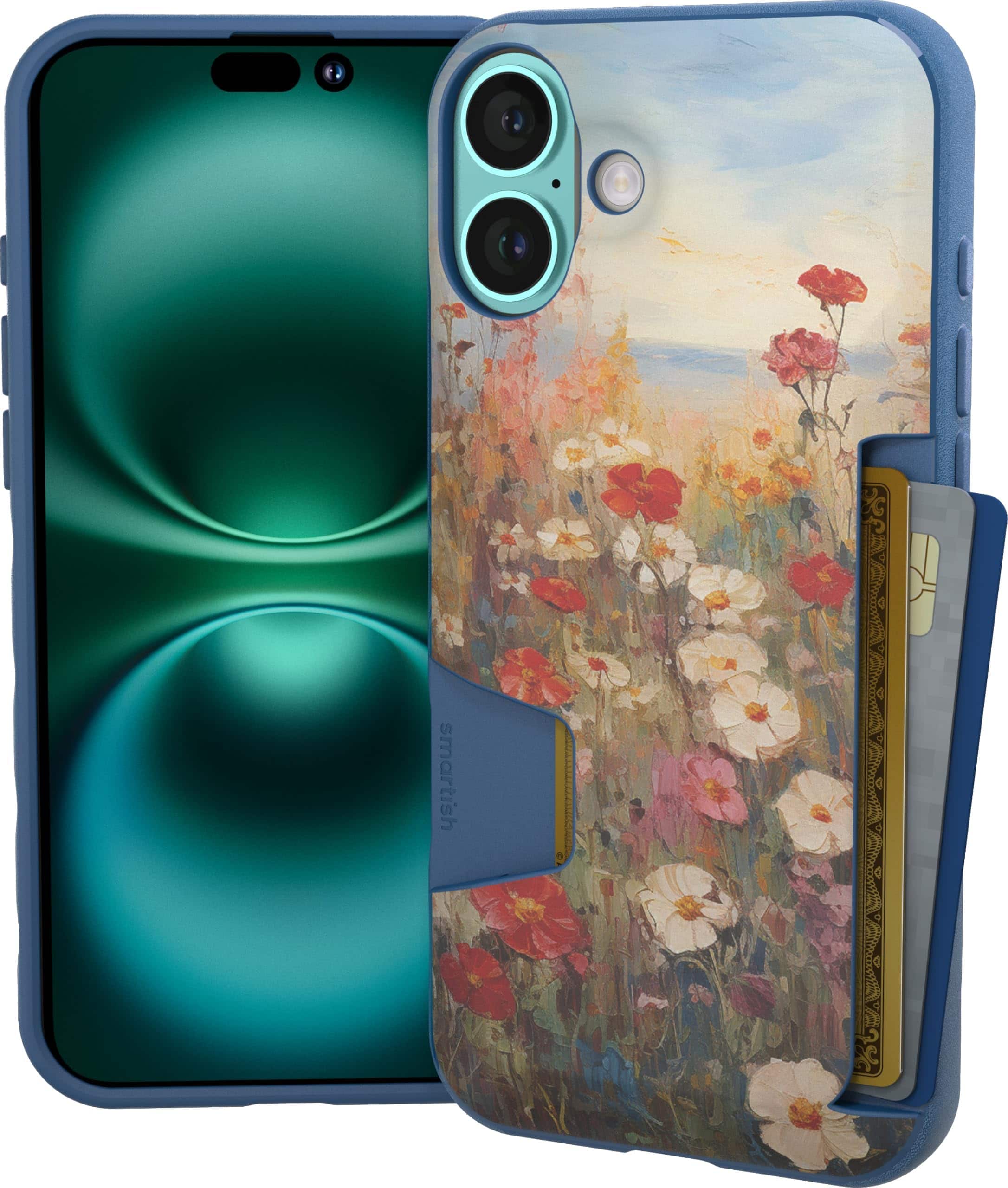 Smartish - iPhone 16 Plus Wallet Case - Wallet Slayer Vol 1 - Protective Slim Card Holder Cover - Wildflower Fields