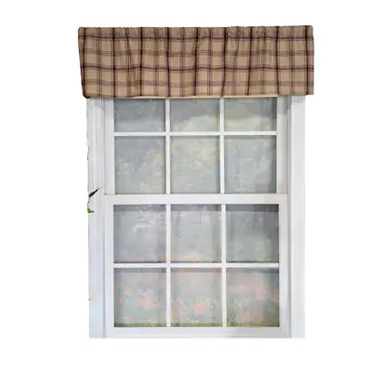Front. RLF Home - RLF Home 100% Cotton Clambake Plaid Tailored Unlined Windows Rod Pocket Valance 51" x 12" Grape - Grape.