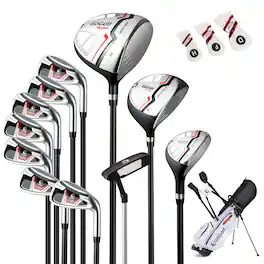 Gymax - 12PCS Women's Complete Golf Club Set Right Hand w/ Golf Stand Bag & Rain Hood - Red