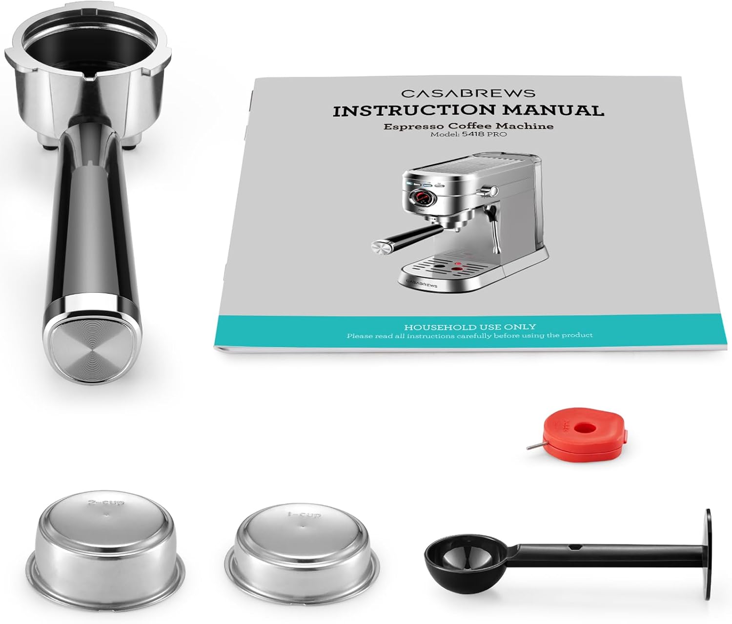 CASABREWS INSTRUCTION MANUAL  
Espresso Coffee Machine  
Model 5418 PRO  
HOUSEHOLD USE ONLY  

Please read all instructions carefully before using the product