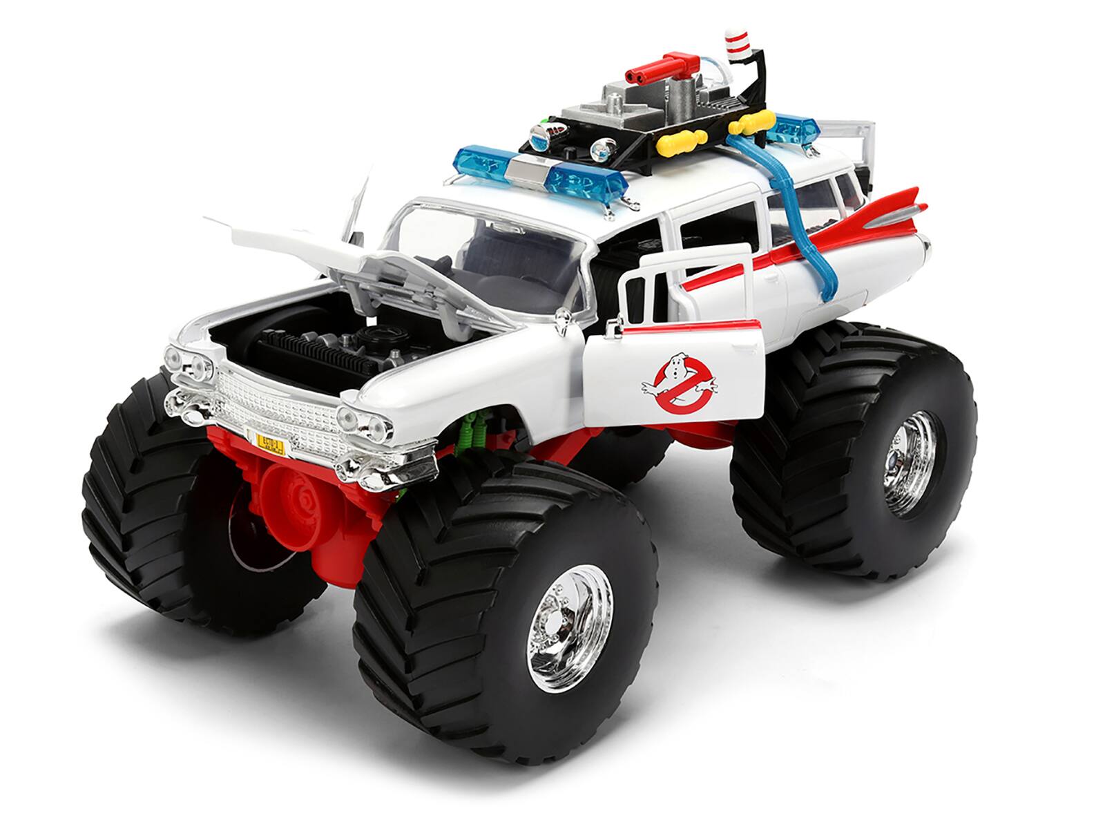 Alt View 1. Jada - 1959 Cadillac Ambulance Ecto-1 "Ghostbusters" (1984) Movie Monster Truck Version 1/24 Diecast Model Car by Jada - Multicolor.