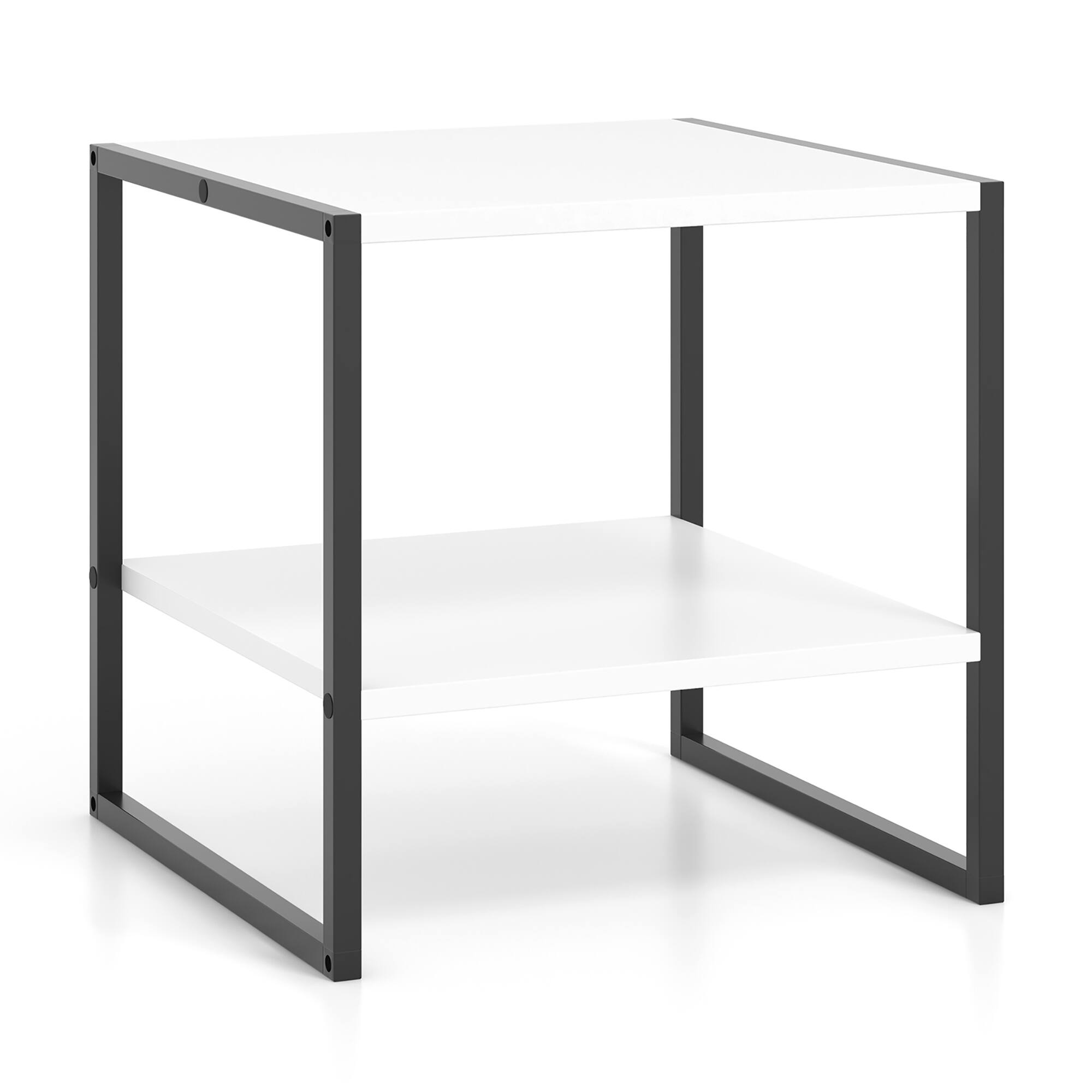 Alt View 9. Gymax - Gymax 20'' 2-Tier End Table w/ Storage Shelf Reversible Design for Living Room - White, Black.